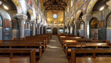 Sacred Heart's Church in Droitwich Spa is a picturesque church lined wall-to-wall with decorative, colourful mosaics.
